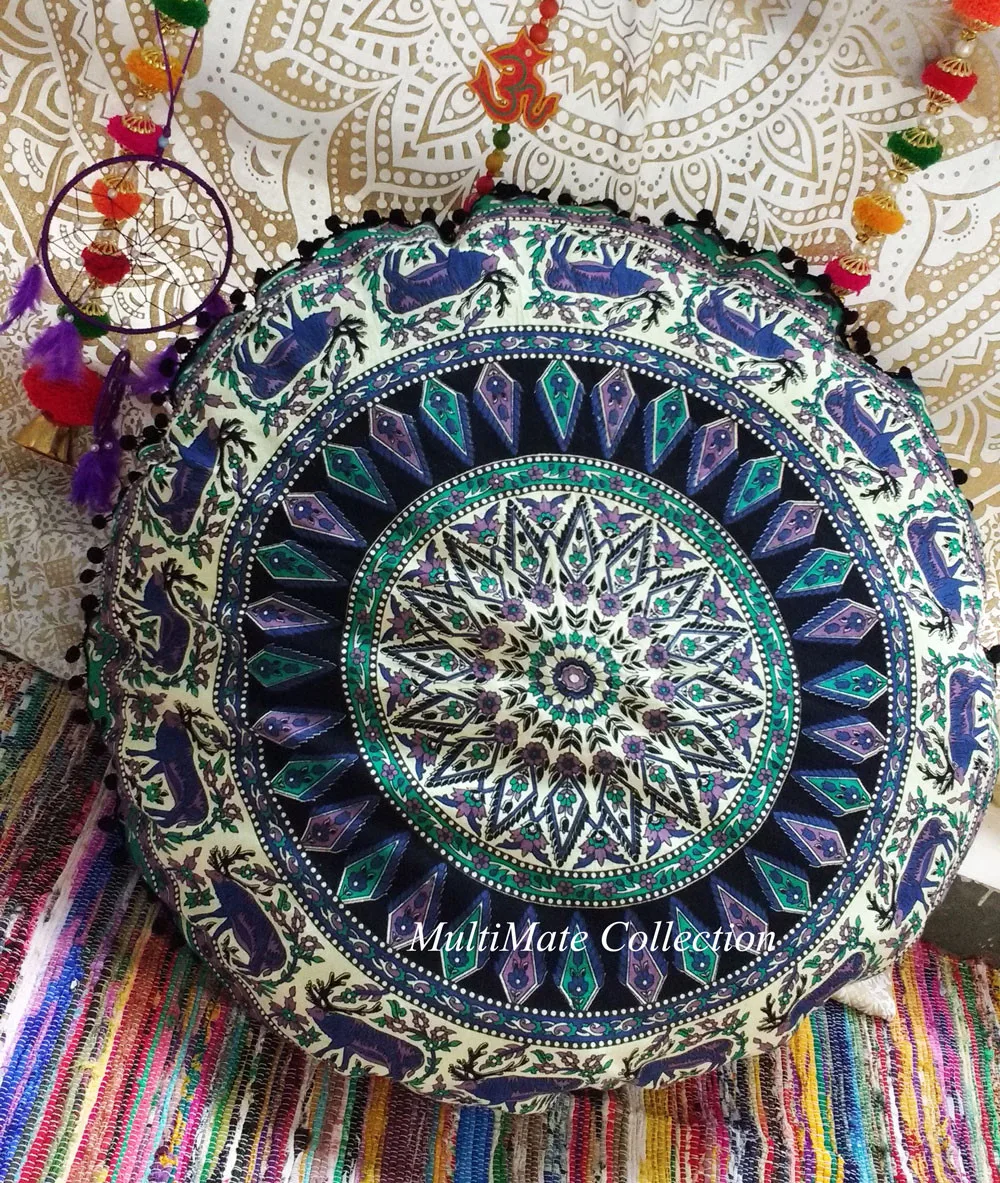 Barato Decorativo Piso Asientos Puf Puf Cubierta Floral Étnico Sofá