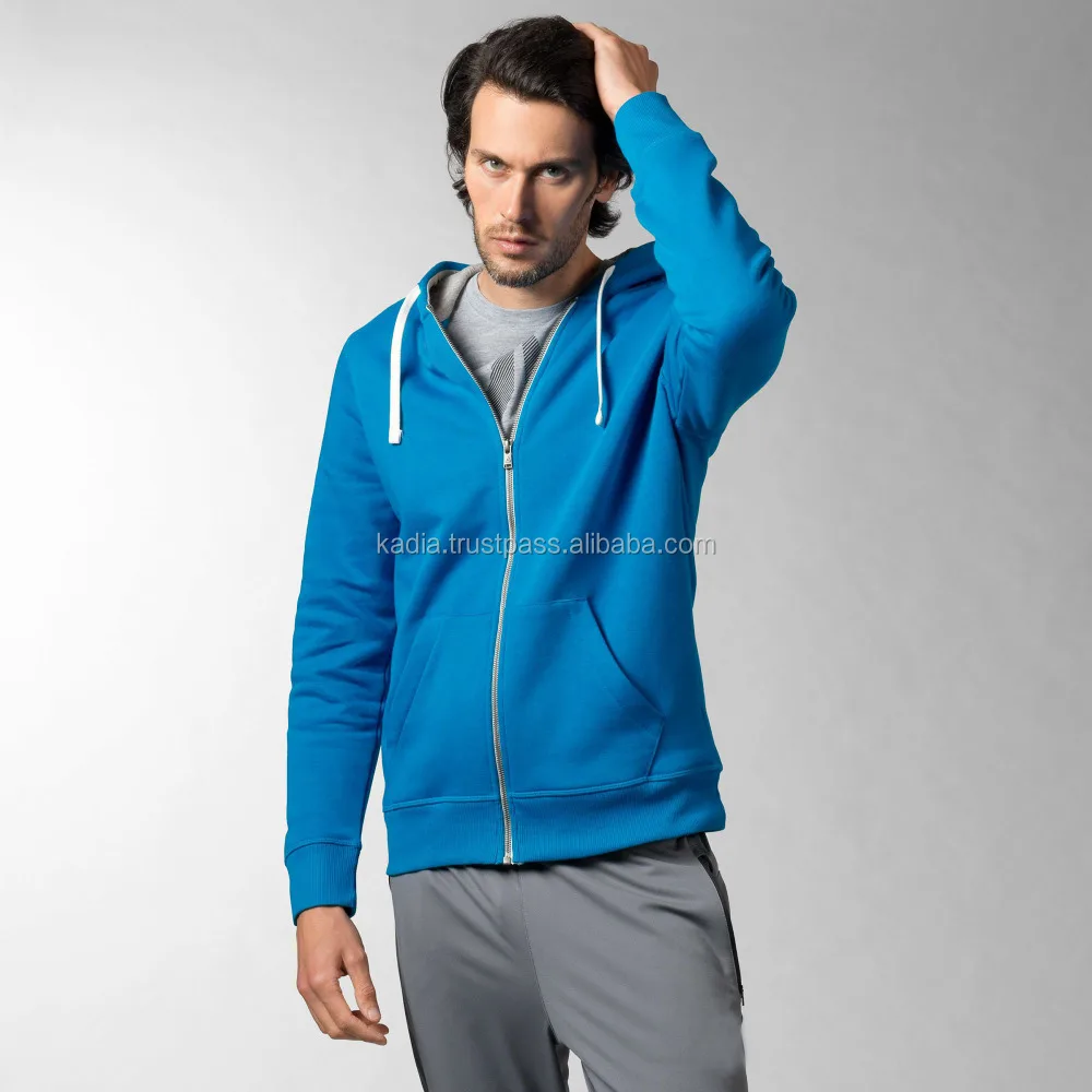 Royal Biru Penuh Zip up Mens Hoodie-Hoodies & kaus-ID 