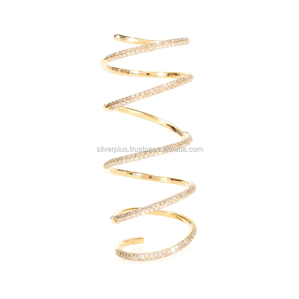 Solid 18k Gold Pave Diamond Full Finger Wrap Ring, The Ring available in all Three Gold Rose / Yellow / White