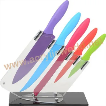 Manufacturer --5 Pcs Colorful Kitchen Knife Set With Slotted Acrylic