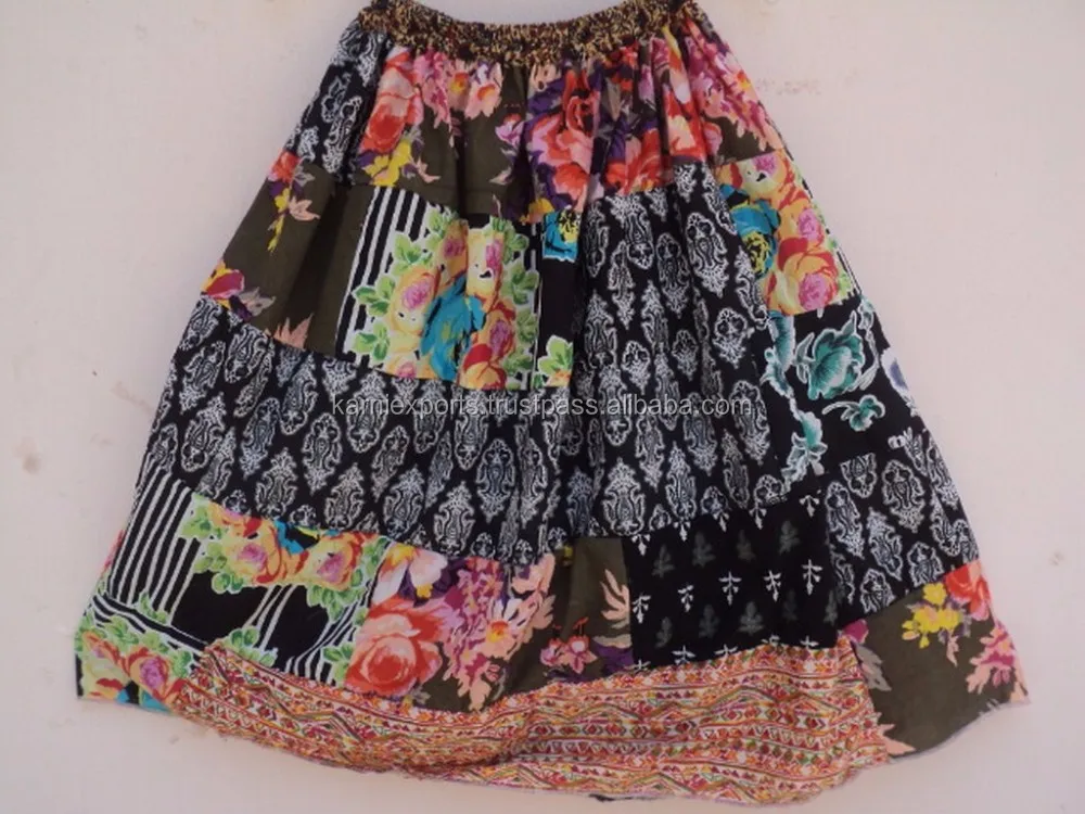 Girls Wear 7-11 Year Old Multi Patch Pattern Printed Skirts / Cotton ...