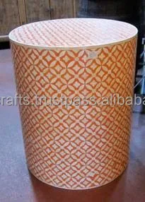 Indian Moroccan Style Camel Bone Inlay Round Sode Table