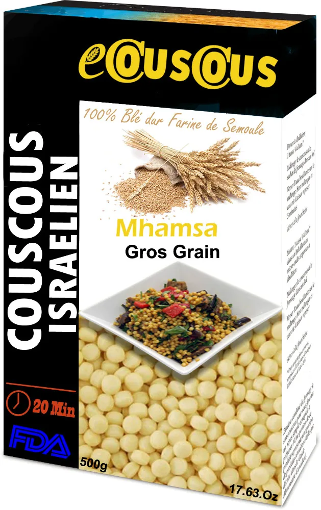 Couscous israélien Méditerranéen. M'hamsa de haute qualité. Pâtes