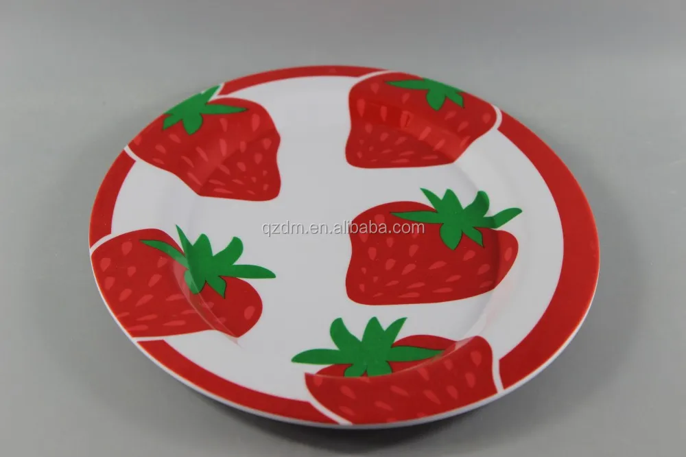 Oval Shape Melamine Serving Plate With Strawberry Print