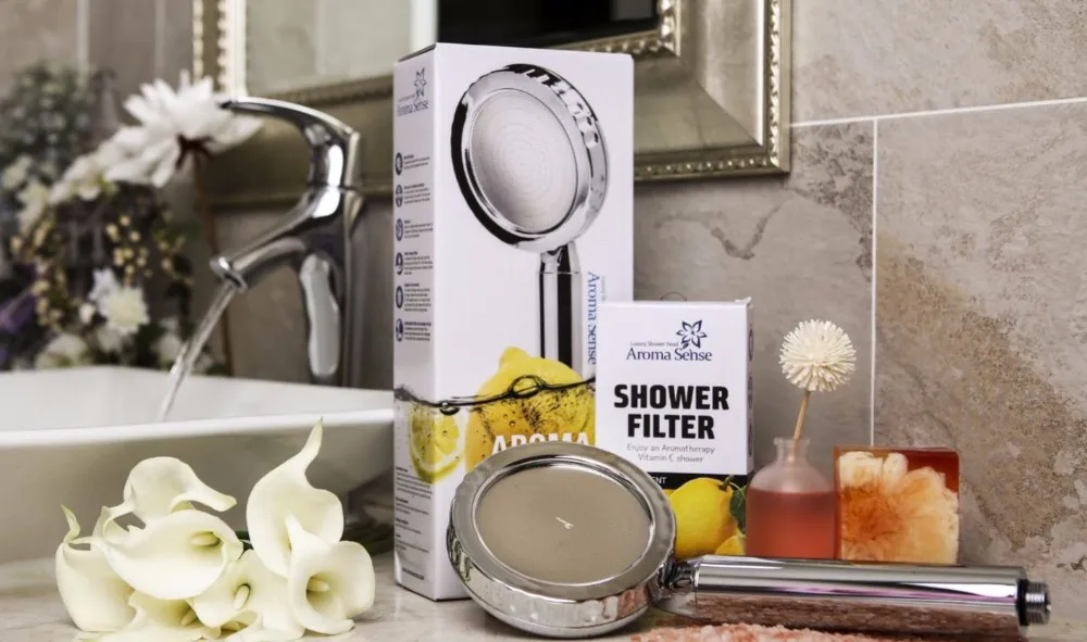 As701st Showerhead Filters With Aroma And Vitamin C (lemon Scent) Water Saving Shower Made In