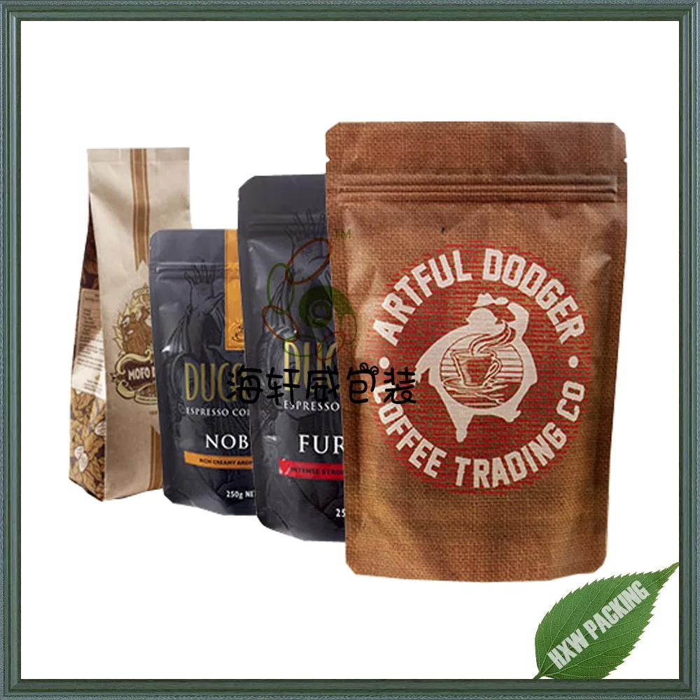 Standup Resealable Zipper Pouch For Coffee Packaging,Custom Coffee