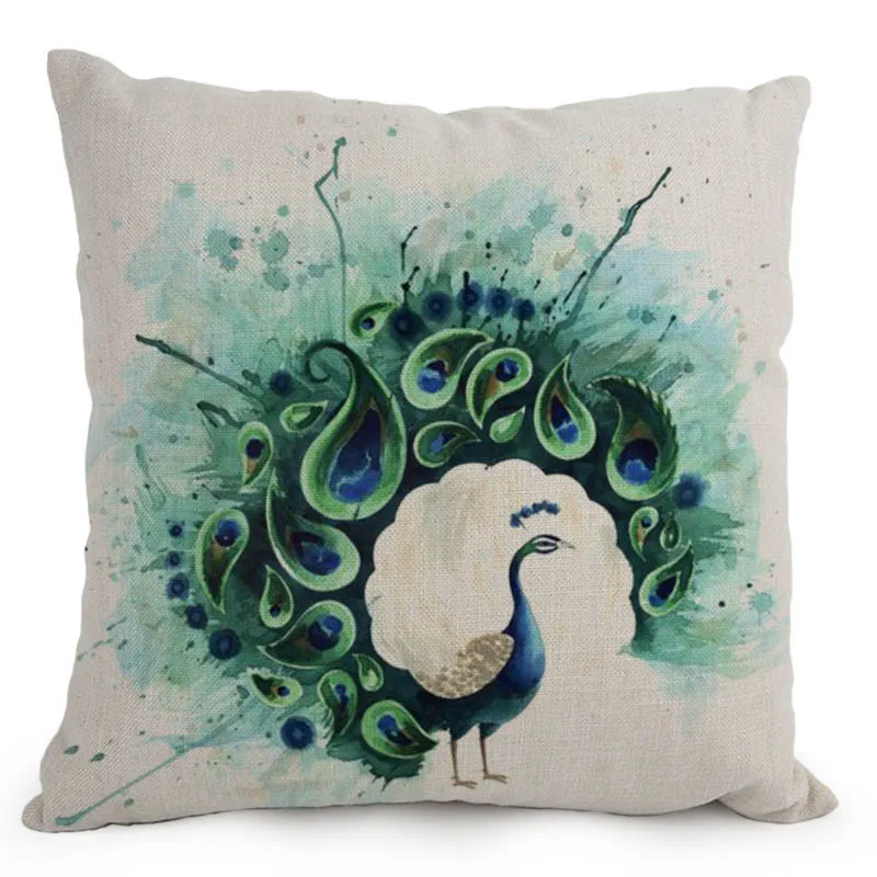 Luxury Peacock Feather Cushion Covers 45x45cm High Level Pillows Covers 