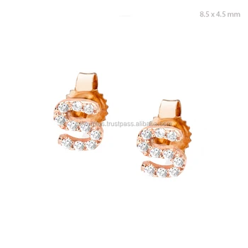Natural Diamond Paved Alphabet Letter S Initial Stud Earrings Made Natural Diamond Paved Alphabet Letter S Initial Stud Earrings Made In 14k Gold