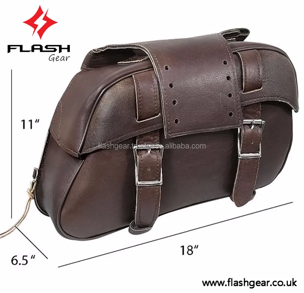 Leather Saddlebag Motorcycle Pouch Brown Cow Hide Bag Pannier Saddle Bags For Sportscasters Set Of Two Bags