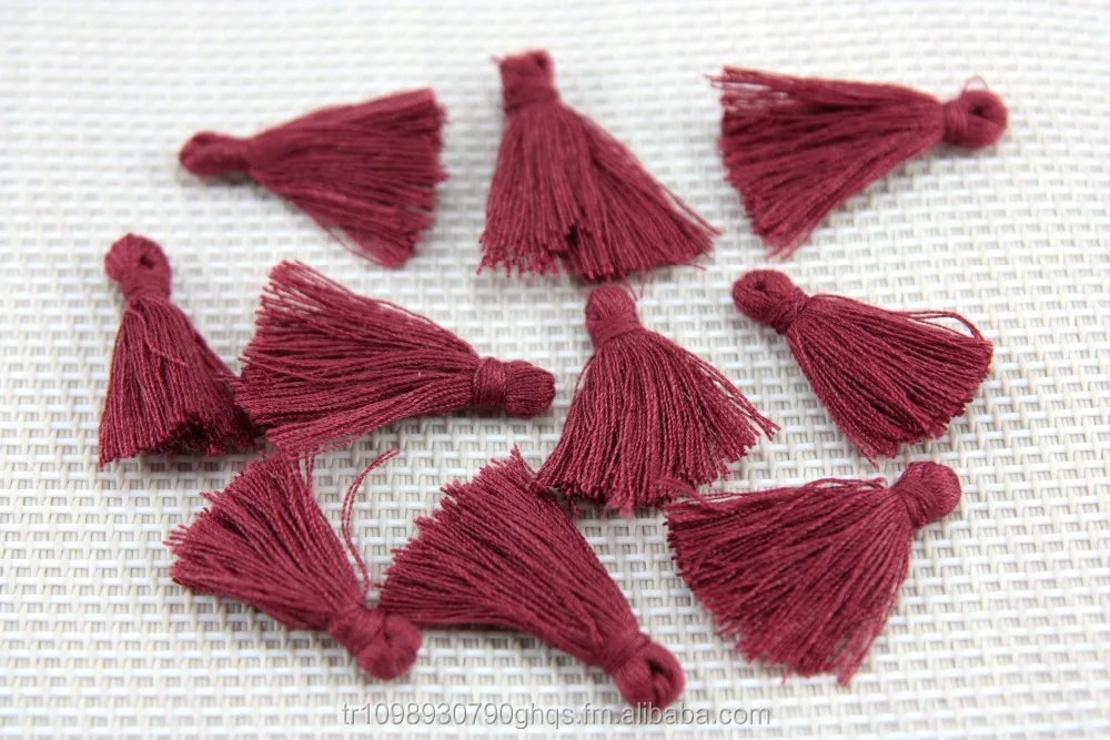 Mini Tassels, 2,5cm Cotton Tassels, Tiny Short Cotton Tassels, Crimson Cotton Tassel, Handmade Mini Tassels, Mini Cotton Tassle