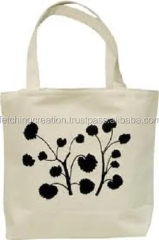 Plain White Cotton Canvas Tote Bag With Black Print - Buy Cotton Tote Bag,Canvas Wholesale Tote ...