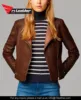 Real High Class top Quality Brown Sheep/Lamb Skin Fashion Leather Jacket For Women