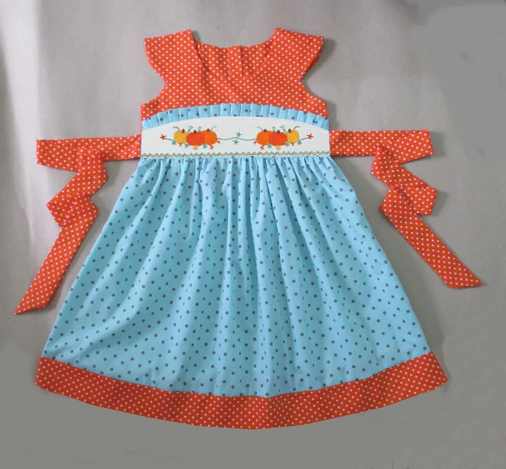 pumpkin smocked dress