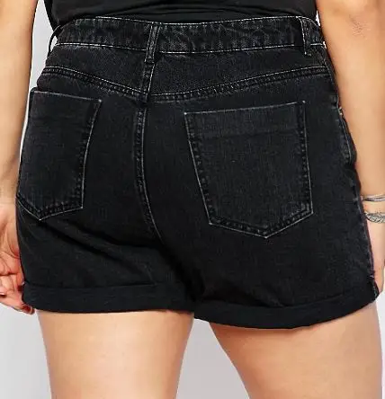 ladies black jean shorts