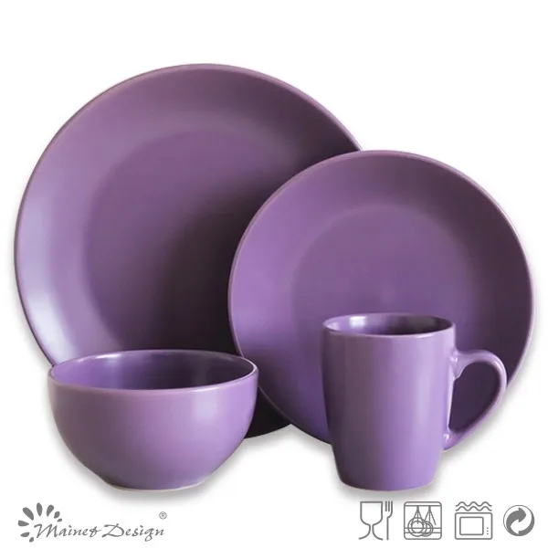 Ceramic Kitchenware/crockery Dinner Set/purple Dinnerware Set With 18