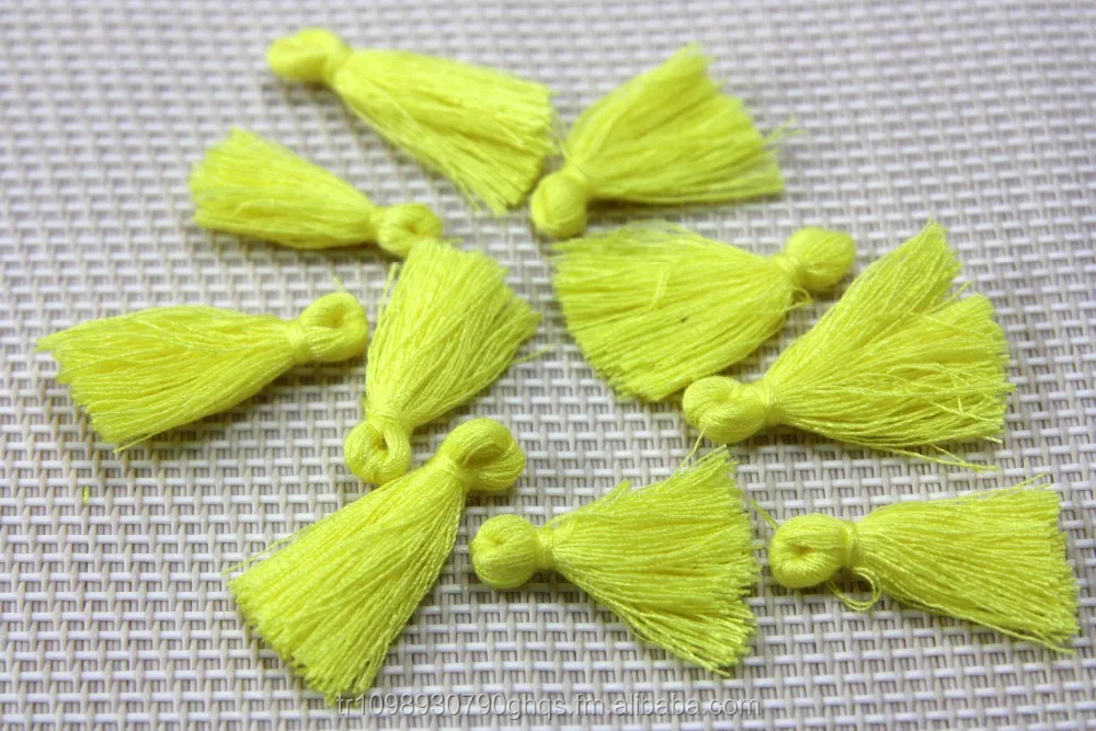 Mini Tassels, 2,5cm Cotton Tassels, Tiny Short Cotton Tassels, Yellow Cotton Tassel, Handmade Mini Tassels, Mini Cotton Tassle