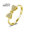 Tiny Bowtie Fashion Ring 10K Yellow Gold Micro Pave Setting Simple Wedding Ring Lady's Fashion Jewelry Ring