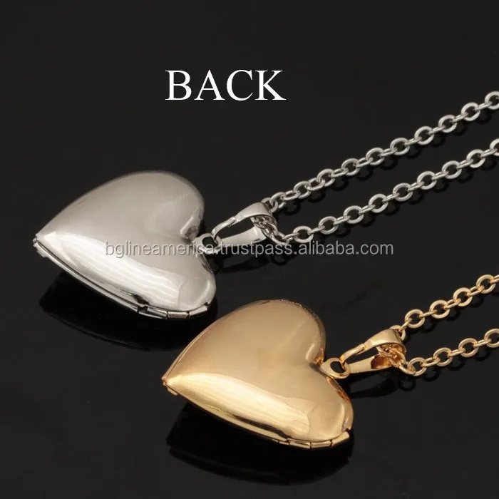 Simple Design Heart Shaped Photo Frame Pendant Heart Locket Necklace
