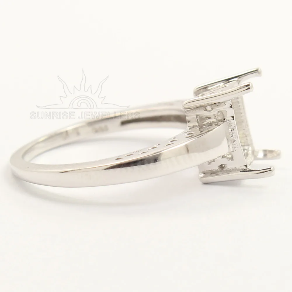 925 Silver Ring Settings Without Stones Men Women's 7x9 Mm Rectangle