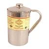 Indian art villa hammered steel copper jug pitcher with lid