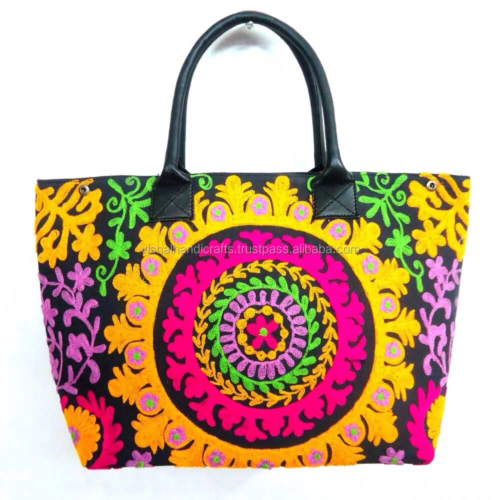 Traditional Indian Suzani Embroidery A Modern Embroidery Handmade Bags ...