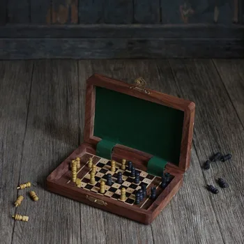 ギフトクラシック木製手作りチェスセットボードゲーム旅行アクセサリーおもちゃ子供