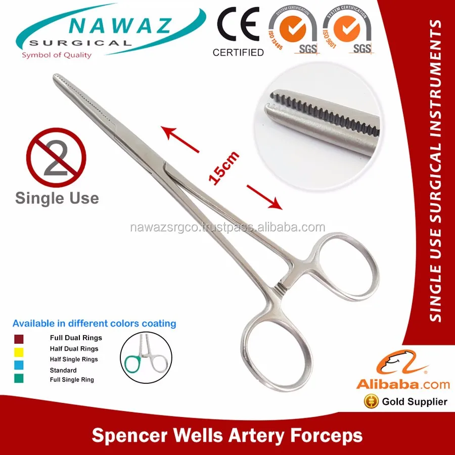 Single Use Spencer Wells Artery Forceps 15cm,Types Of Artery Forceps