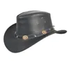 100% LEATHER COWBOY HAT WESTERN STYLE HAT WITH LEATHER CONCHO BAND