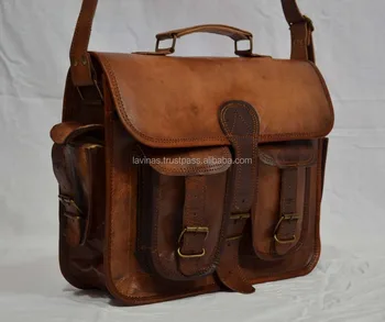 mens vintage leather messenger bag