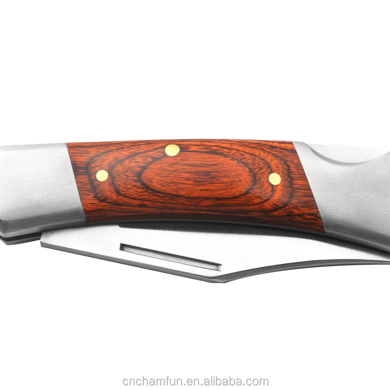 Crafted Wooden Handle Traditional Folding Hunting Knife For Outdoors