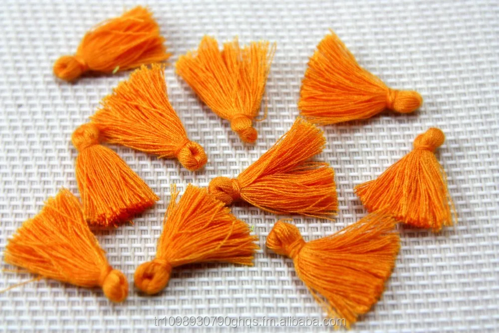 Mini Tassels, 2,5cm Cotton Tassels, Tiny Short Cotton Tassels, Orange Cotton Tassel, Handmade Mini Tassels, Mini Cotton Tassle