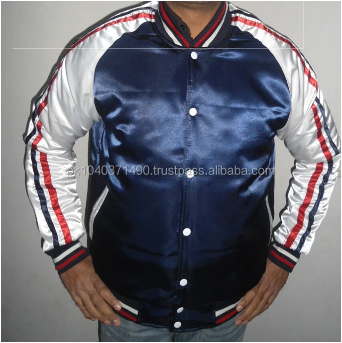 New Varsity Letterman Satin Jacket With Purple Satin/custom Satin