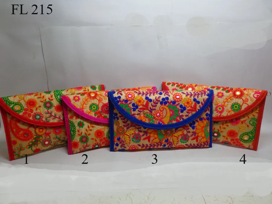 Fl203 Embroidery Designer Ladies Bridal Clutch Evening Handmade