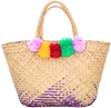 French market basket with vibrant color pompom/ Seagrass French basket