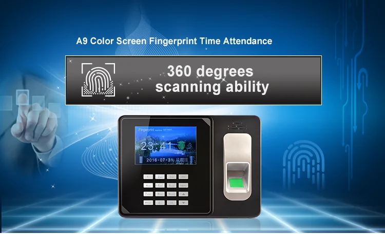 Witeasy A9 large color screen TCP IP WIFI based fingerprint biometric time attendance system free sdk