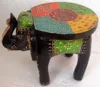 Indian Hand Painted Elephant Design Wooden Coffee Table