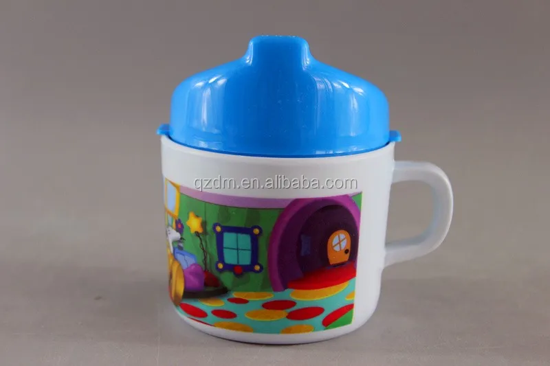 One Handle Melamine Kids Mugs With Suction Nozzles