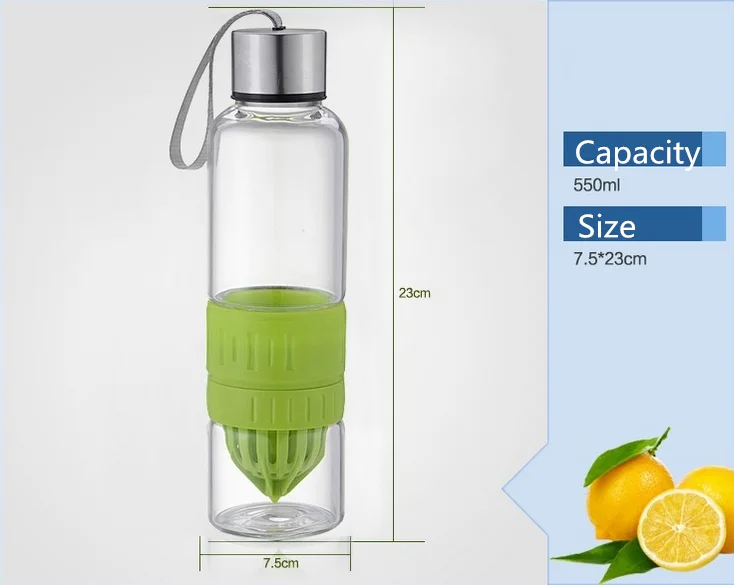 Reusable Fruit Infuser Water Bottle Lemon Squeezer Cup Citrus Juicer ...