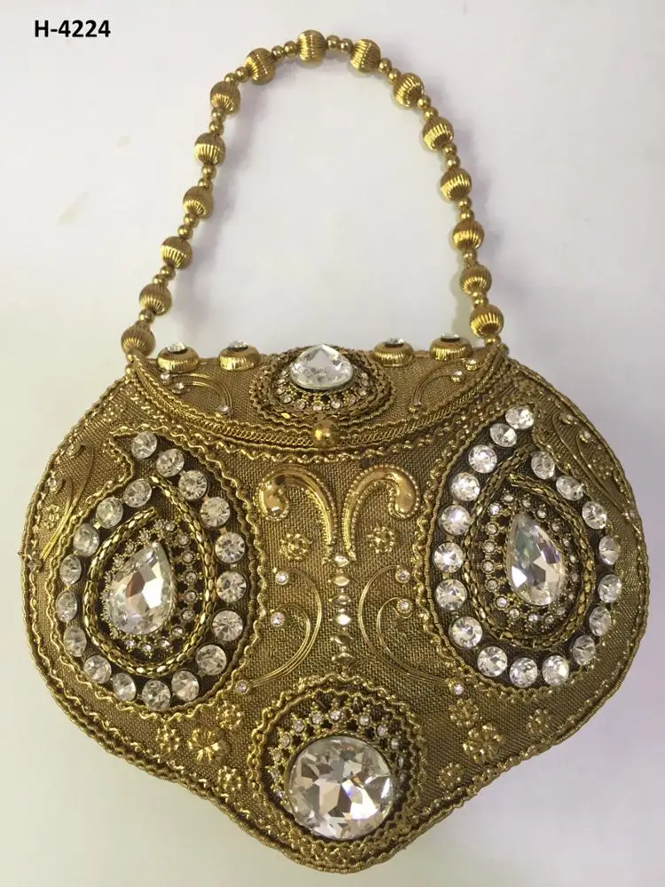 H4216 Handmade Metal Clutch Ladies Gold Or Silver Evening Handbags