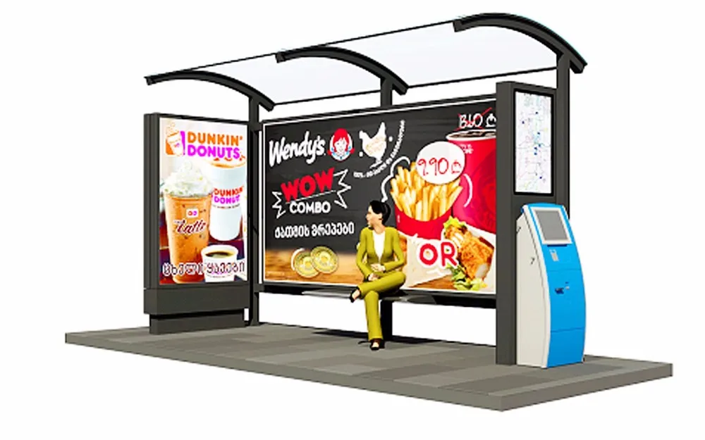 Gold Bus Shelter / Advertisement Bus Stop,Shelter With Lightbox Kiosk