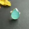 Natural apple green chalcedony ring