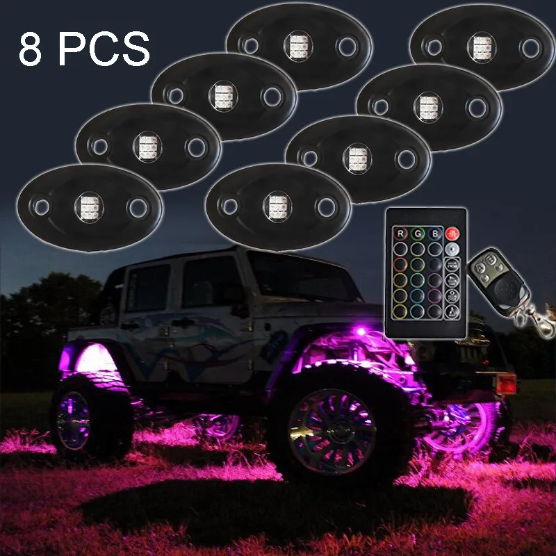 6 X PODS Color Changing Car Truck Led RGB Rock Lights app Controller 9W Mini Led Rock Light 4Pods RGB For 4x4 off road