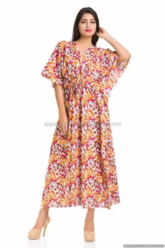 Indian Floral Kaftan Handmade Bohemian Boho Beach Wear Casual Sleep Wear Kimono Sleeve Long Plus Size White Gown Buy Plus Size Kaftanladies Long