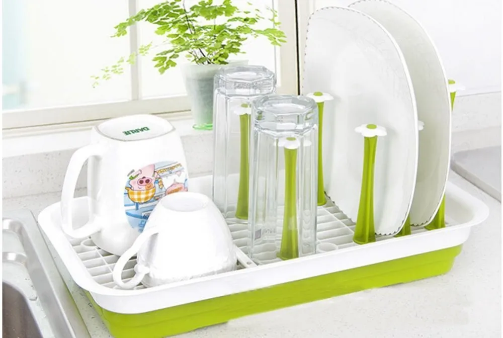 Kitchen Accessories Storage Shelf Plastic Glass Cup Holder Table Dish