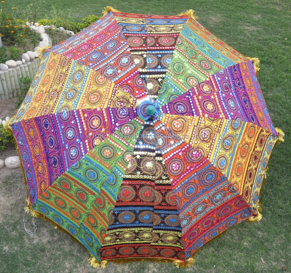 handmade big size sun beach umbrella with multi colourful