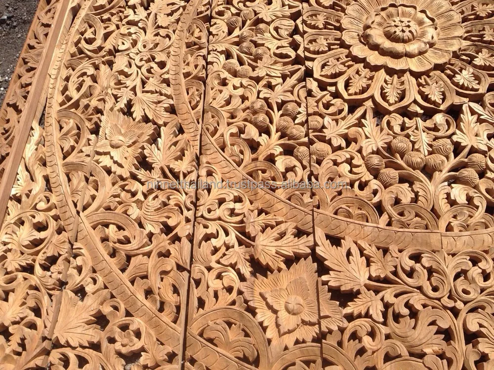 Carved Wooden Bedhead Or Wall Panel - Buy Bali Wood Carving Panel ...