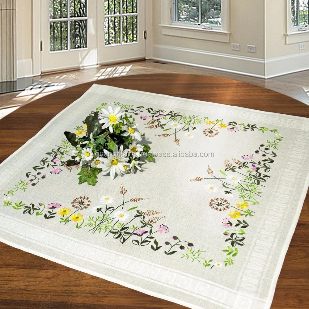 Hand Embroidery Table Cloth,Table Linen,Cutwork 100 Cotton Embroidered