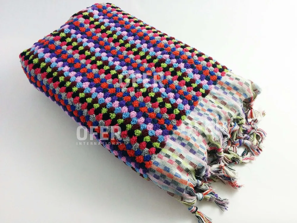 Pom Pom Turkish Towel Handmade Colorful Towel Bohemian Boho Gypsy Old