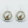 Blister Pearl Sterling Silver Drop Earrings Natural Pearl In Shell