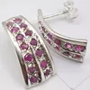 925 Sterling Silver NATURAL RUBY Multi Gems Stud Earrings 2.2 CM NEW JEWELLERY